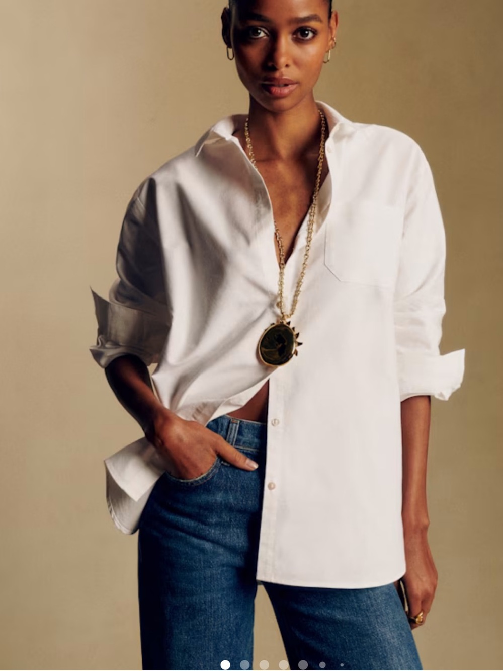 Sezane Classic White Button-Down Shirt